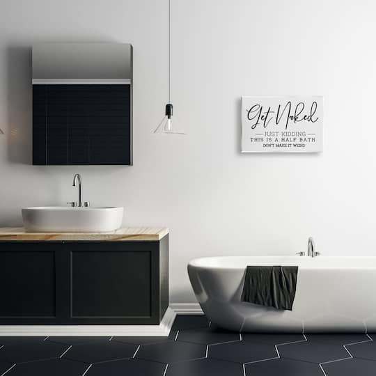 Stupell Industries Get Naked Funny Bathroom Wall Plaque Art